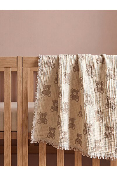 LC Waikiki Rmz Gi̇yi̇m Farkiyla Teddy Bear Embroidered Baby Blanket 80X80 cm
