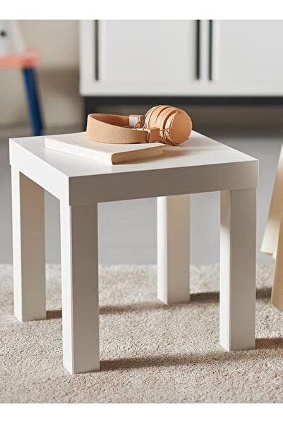 co arma Small Wooden Side Table, White 35x35 cm