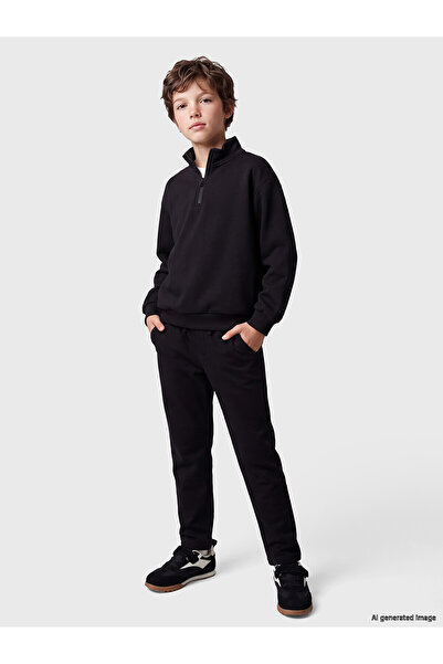 LC Waikiki Lcw Kids Black Slim Fit Boy's Trousers with Nevavm Difference