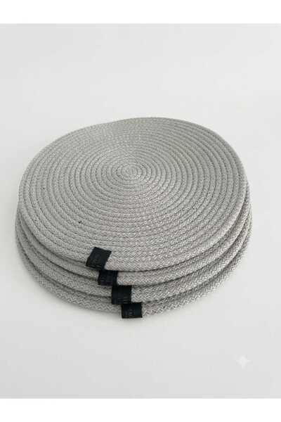 MRK Model 4 Pieces 30cm Round Jute String Placemat American Service Lux Prese...