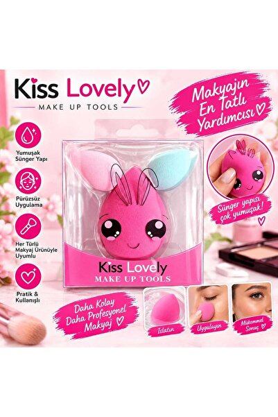 Kiss Lovely Makyaj Süngeri Kutulu Sünger Seti, Fondöten Kapatıcı Pudra Uygula...