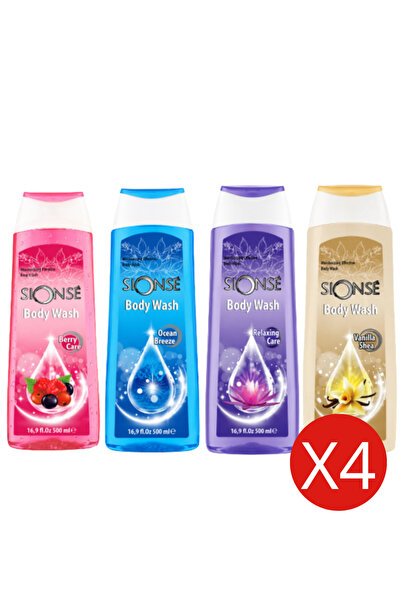 Sio Pack of 4 Syoss Body Wash 500ml |   Vanilla, Shea Butter, Raspberry, Ocea...
