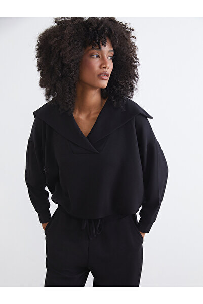 LC Waikiki Alita City Farkıyla Koor Sport Black Interlock Plain Oversize Wome...