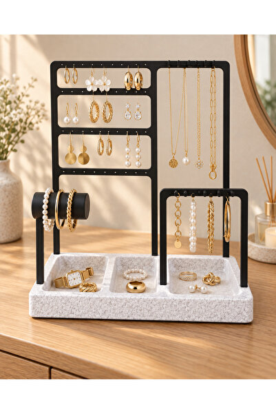 EBStudio Çok Bölmeli Takı Düzenleyici Stand – Küpe, Kolye, Bileklik ve Yüzük ...