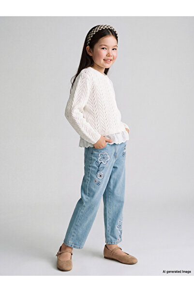 LC Waikiki Two Mt Shop Quality Lcw Kids Indigo Straight Fit Embroidered Girls...