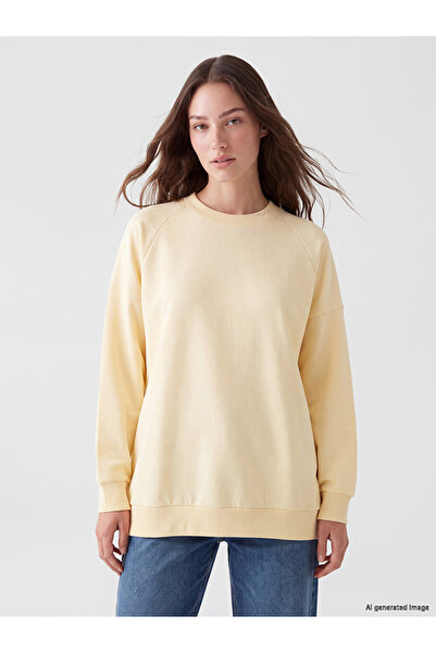 LC Waikiki Özmarka New Season Beige Oversize Women's Thick Sweatshirt Tunic