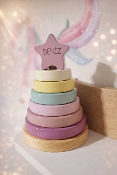 tnyminywood yıldız halka kule ahşap oyuncak dekor oyuncak bebek oyuncak monte...