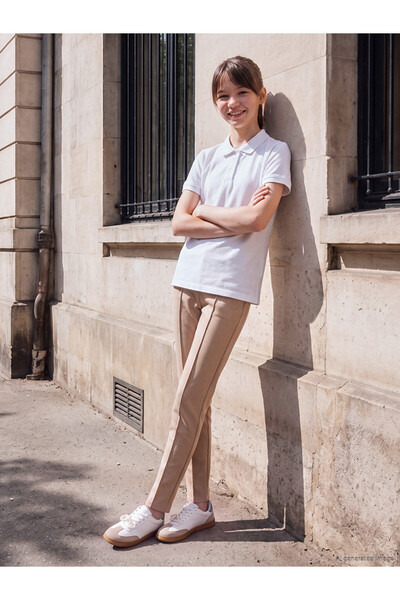 LC Waikiki Vizyon New Season Beige Stitched Detailed Girls' Leggings Pants