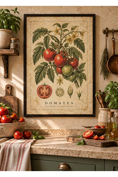 OAKY Life Vintage Botanik Tablo – Çerçeve Görünümlü MDF Meyve ve Sebze Temalı...