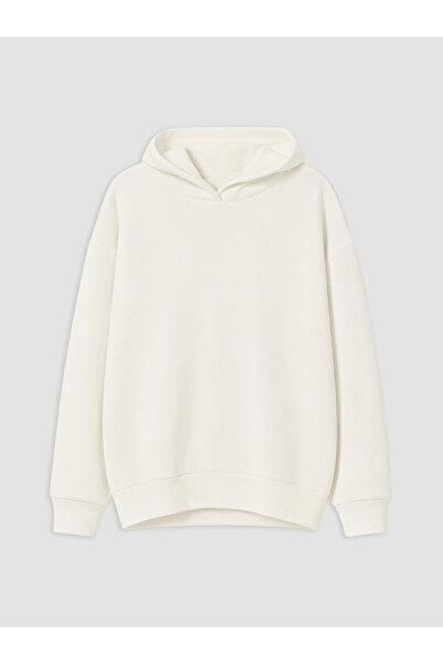 LC Waikiki Alita City White Hooded Sweatshirt for Girls with a Difference