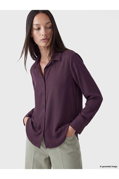 LC Waikiki Lcw Studio Plum Satin Women's Shirt with Nevavm Difference