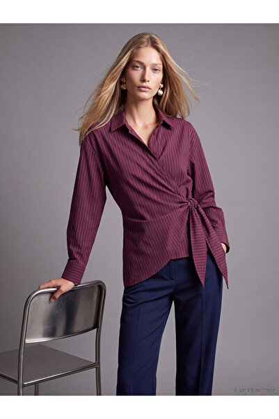 LC Waikiki Nevavm Lcw Vision Purple Shawl Detailed Modal Blend Women's Shirt ...