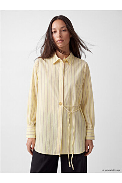 LC Waikiki Yellow Striped Dobby Women's Shirt Tunic