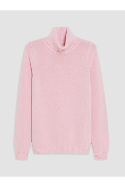 LC Waikiki Two Mt Shop Quality Pink Turtleneck Girls' Knitwear Sweater