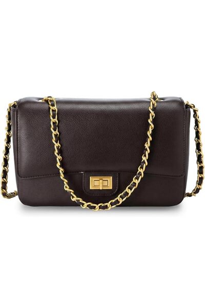 GENERAL Women's Vegan Leather Shoulder Bag, Elegant Chain Crossbody Purse, St...