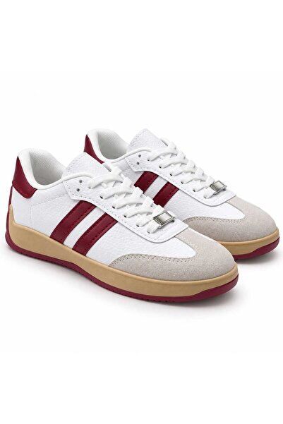 GAK RUN Retro Unisex Sneaker Beyaz bordo – Rahat Günlük Spor Ayakkabı | Kaymaz Taban