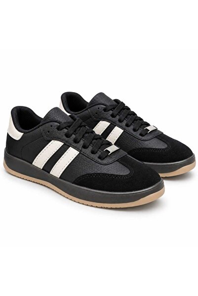 GAK RUN Retro Unisex Sneaker Siyah bej – Rahat Günlük Spor Ayakkabı | Kaymaz Taban