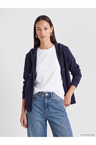 LC Waikiki Alita City Navy Blue with a Contrast Color 3 Thread Plain Loose & ...