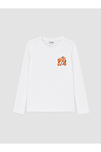 LC Waikiki Two Mt Shop Quality White Printed Girls' T-Shirt