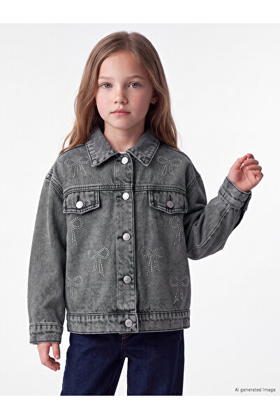 LC Waikiki Two Mt Shop Quality Lcw Kids Gray Denim Straight Loose & Baggy Gir...