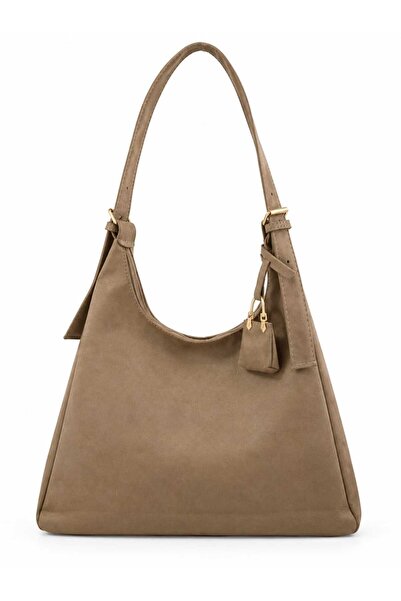 Askora Mini Charm Detailed Suede Shoulder Bag