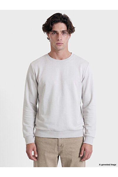 LC Waikiki Vizyon New Season Gray Crew Neck Men's Thick Sweatshirt