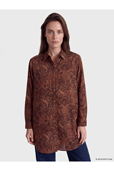LC Waikiki Two Mt Shop Quality Lcw Grace Brown Patterned Women's Shirt Tunic