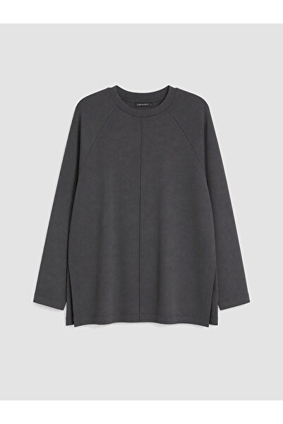 LC Waikiki Alita City Lcw Modest Anthracite Interlock Plain Oversize Women's ...