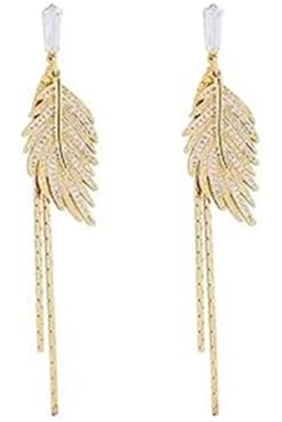 Hannea ® Dangle Earrings for Women, Glittering Leaf Tassel Earrings, Bold Dan...