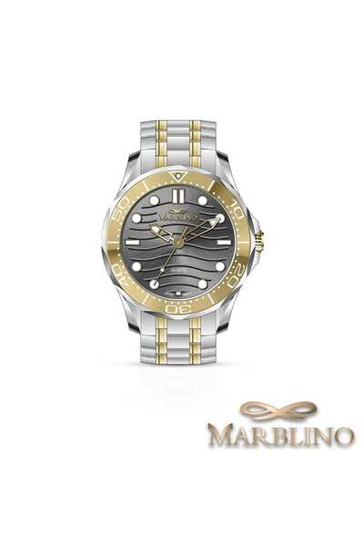marblino ساعة ماربلينو (Marblino) بسوار ستيل مذهب (ثنائي اللون فضي مع ذهبي)، ...