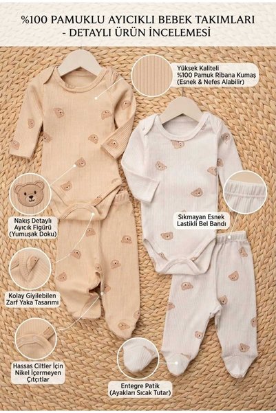 DEFNE LİNA BABY طقم ملابس داخلية للرجال من القطن 100% مكون من 4 قطع