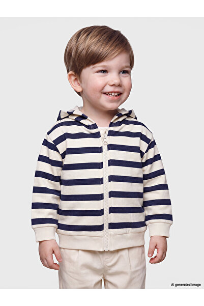 LC Waikiki Two Mt Shop Quality Lcw Baby Navy Blue Baby Boy Hooded Zipper Swea...