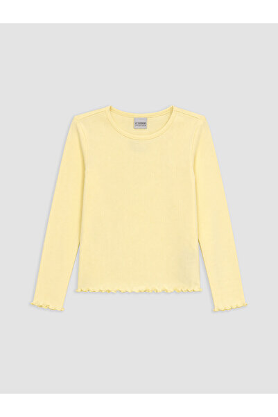 LC Waikiki Two Mt Shop Quality Yellow Narrow & Slim Long Sleeve Girls' T-Shirt