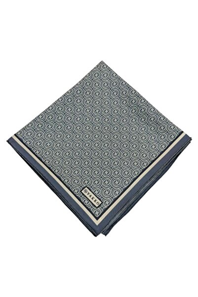 Vakko Twill İpek Eşarp - Helezon Monogram - İndigo