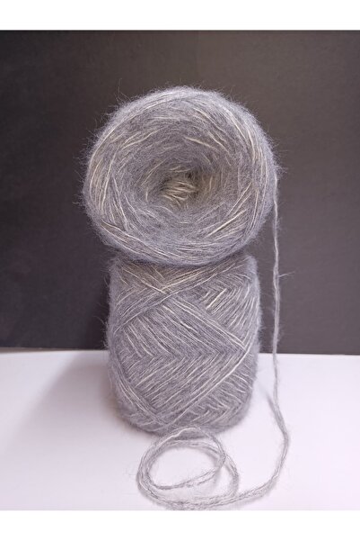 Ana&Kuzusu İplik Gray (Furry) Fine Mohair, Bone Flammé Yarn Mix Knitting Yarn...