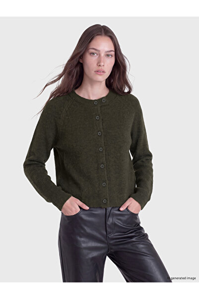 LC Waikiki Peak New Season Khaki Crew Neck Women's Knitwear Cardigan