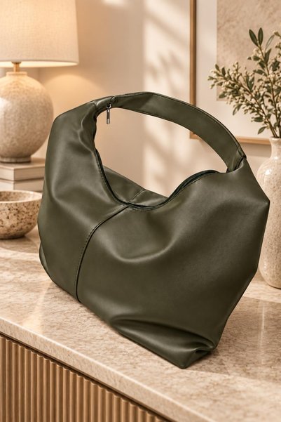 Bluewhs Women's Premium Soft Textured Faux Leather Hobo Shoulder Bag – Large Size, High Volume, Olive Green