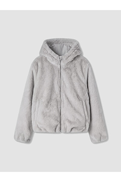 LC Waikiki Two Mt Shop Quality White Hooded Girls' Plush Coat
