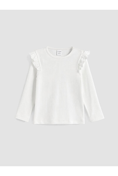 LC Waikiki Two Mt Shop Quality Ecru Plain Narrow & Slim Long Sleeve Girls' T-...