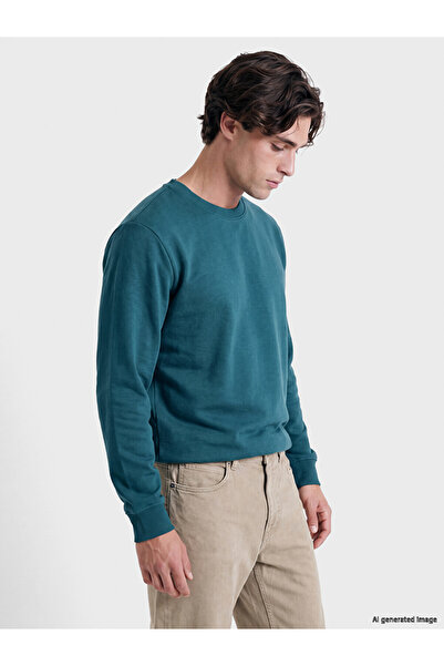 LC Waikiki Vizyon New Season Petrol Crew Neck Men's Thick Sweatshirt