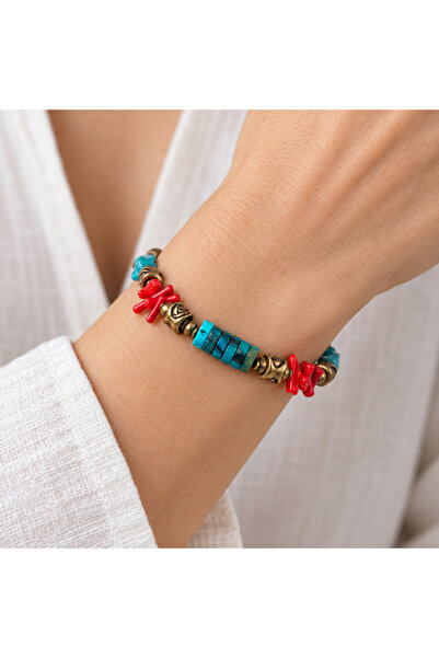 HER ŞEY NOTA www.herseynota.com Turquoise and Red Beaded Bohemian Design Wome...