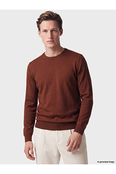 LC Waikiki Nevavm Farkıyla Lcwaikiki Classic Brown Knitwear Flat Oval Collar ...
