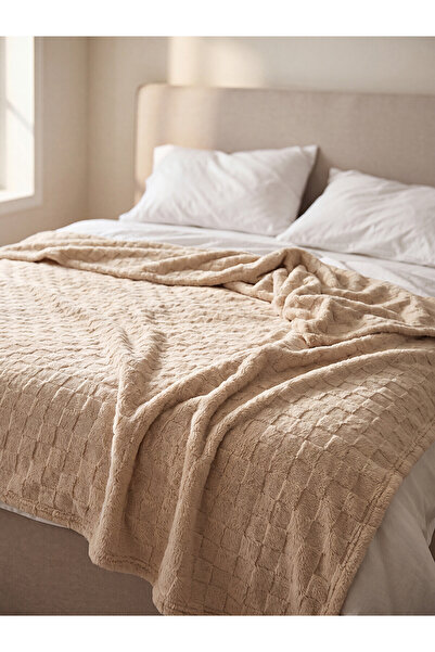 LC Waikiki Alita City Farkıyla Lcw Home Beige Plush Plain 200X220 cm Double B...