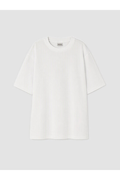 LC Waikiki Two Mt Shop Quality Lcw Kids White Oval Collar Boys' T-Shirt