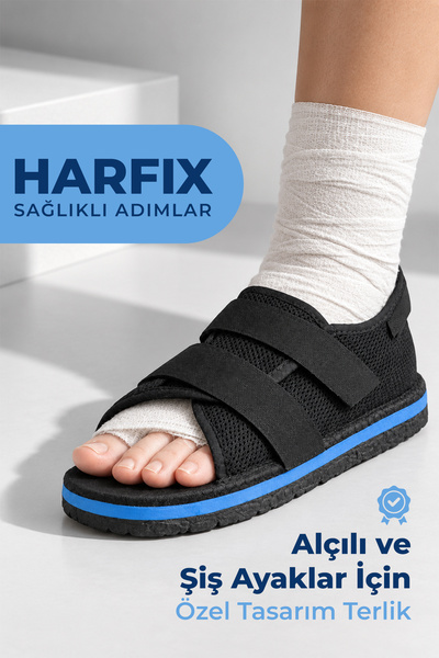 HARFİX Alçı Terliği Alçı Ayakkabısı Ayarlanabilir Cırtlı Geniş Kalıp Kaymaz T...