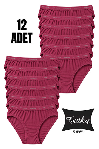 Tutku Kadın 12’li Bordo Pamuklu Likralı Bikini Külot