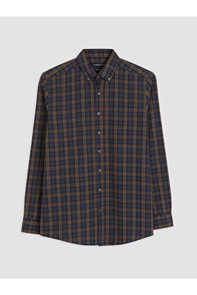 LC Waikiki Vizyon New Season Brown Regular Fit Plaid Men's Shirt
