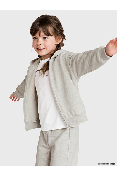 LC Waikiki Nevavm Farkıyla Lcw Kids Gray 3 Thread Rastered Plain Loose & Bagg...