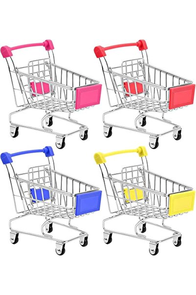 ALMEKAQUZ 4 Pcs Mini Shopping Cart, Small Supermarket Cart, Shopping Utility ...