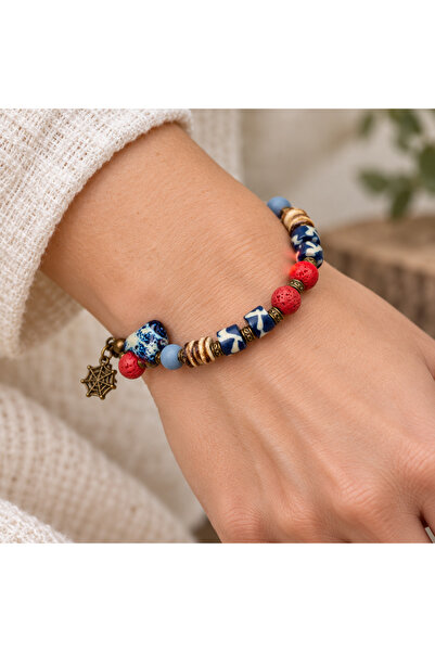 HER ŞEY NOTA www.herseynota.com Bohemian Design Women's Bracelet with Blue Re...